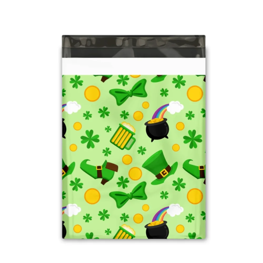 20 10x13 Lucky Shamrock Designer Poly Mailers